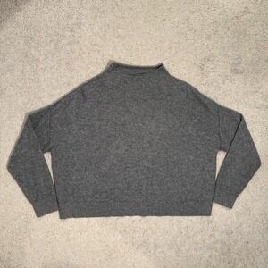 Pilcro Mock Neck Cashmere Cropped Sweater Women's X-Small Gray Knit Boxy